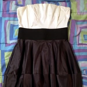 Strapless Tuxedo Black White Grey Dress